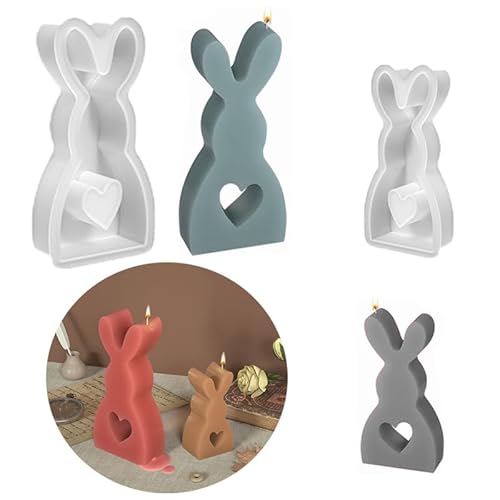 2 Stück Silikonformen Gießformen Ostern,3D Osterhase Kerzenformen Kaninchen Kerze,DIY Hase Silikonformen für Halle Schlafzimmer Party von Hochexin