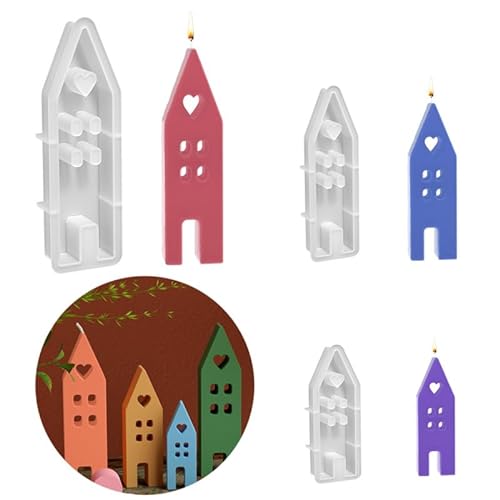 3 Stück Silikonformen Gießformen,Gießformen Silikon Haus mit Fenster, für Sojawachs Kerzen, Seife, Gips, Handwerk von Hochexin