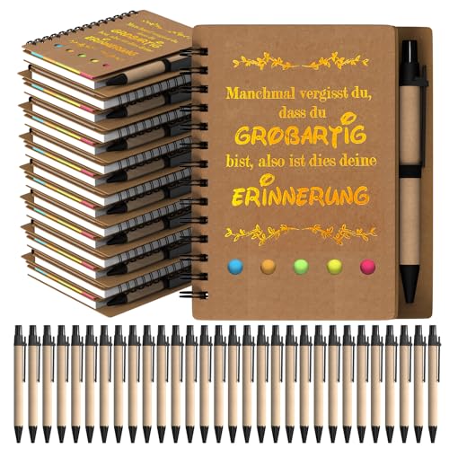 HochoLii Notizbücher 60 Stück, Dankeschön Geschenke Inspirierende Zeitschriften mit einziehbaren Papierstiften Bulk Ermutigung Notizblock für Schullehrer Mitarbeiter, braun von HochoLii