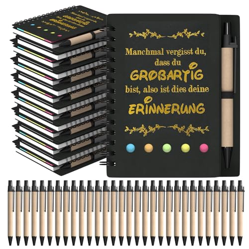 HochoLii Notizbücher 60 Stück, Dankeschön Geschenke Inspirierende Zeitschriften mit einziehbaren Papierstiften Bulk Ermutigung Notizblock für Schullehrer Mitarbeiter, schwarz von HochoLii