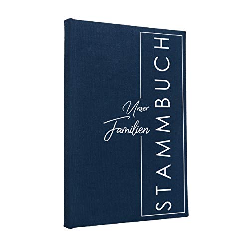 Hochzeitideal – Stammbuch der Familie Serie Family blau 21,0 cm x 15,0 cm - Buchbinderleinen Stammbuch Hochzeit - Familienbuch Standesamt mit 6-Fach Ringmechanik für Urkunden mit Behördenlochung von Hochzeitideal