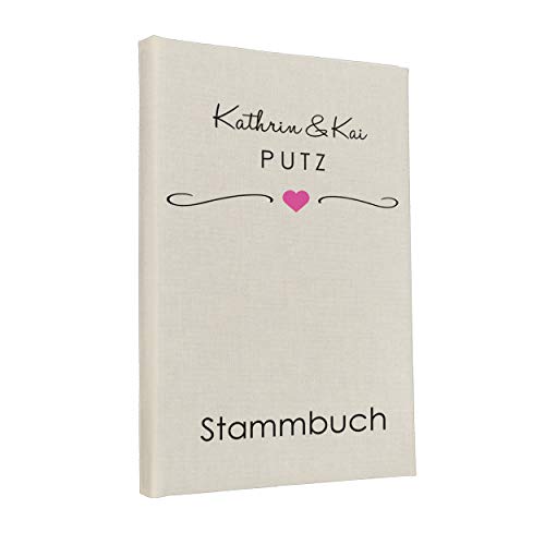 Hochzeitideal Stammbuch der Familie, Familienstammbuch aus Buchbinderleinen, Nr. 135 inkl. Personalisierung (Creme) von Hochzeitideal