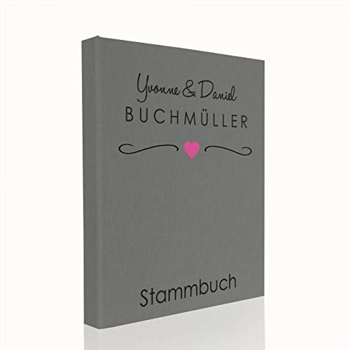 Hochzeitideal Stammbuch der Familie A5 aus Buchbinderleinen, Nr. 135 (Grau) von Hochzeitideal