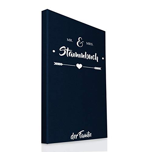 Hochzeitideal Stammbuch der Familie DIN A4 'Mr & Mrs' Leinen (dunkelblau) von Hochzeitideal