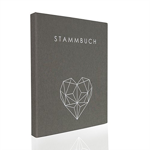 Hochzeitideal – Stammbuch der Familie Serie Geometric grau DIN A5 - Buchbinderleinen Stammbuch Hochzeit - Familienbuch Standesamt mit 4-fach Ringmechanik 3 Klarsichthüllen von Hochzeitideal