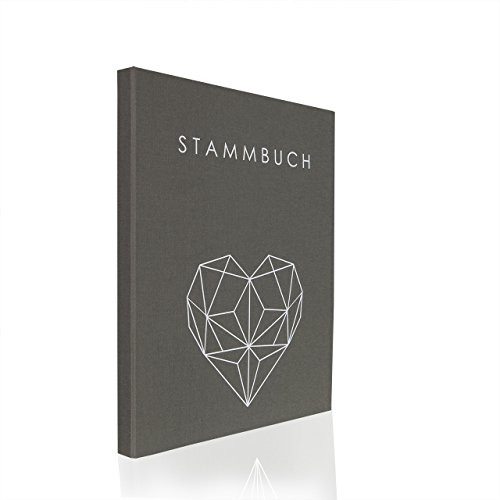 Hochzeitideal - Stammbuch der Familie Geometric Grau DIN A4 - Buchbinderleinen Stammbuch Hochzeit - Familienbuch Standesamt mit 4-Fach Ringmechanik & 3 Klarsichthüllen von Hochzeitideal