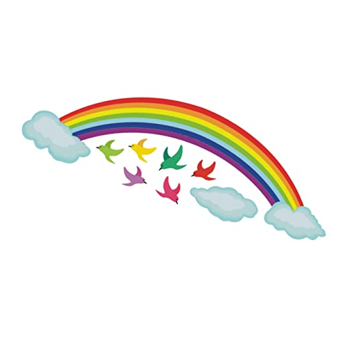 Hoement 1PC Kreatives Wandtattoo Regenbogen Und Vögel Selbstklebender PVC Wandsticker Dekorative Wanddekoration Für Kinderzimmer Wohnzimmer Und Schlafzimmer von Hoement