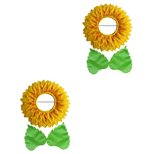 Hoement 2 Sets Kopfschmuck Gelber Hut Stirnband Cosplay Sonnenblumen Kostüme Sonnenkostüm Blatthandschuhe Lustige Kopfbedeckung Halloween Kopfbedeckung Zubehör Für Blumen von Hoement