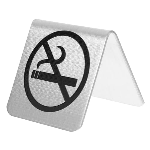 Hoement Tischzelt Zeichen öffentliches Schild Warnschild NEIN rauchen verboten schild nicht rauchen schild Edelstahl, Nichtraucher Nichtraucherschild für zu Hause Rostfreier Stahl Silver von Hoement