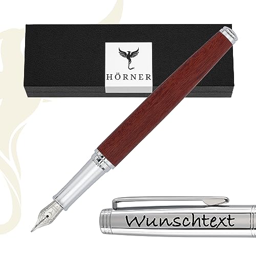 Hörner Legno - Hochwertiger Füllfederhalter Holz mit Gravur inkl. Konverter I Sandelholz I Premium Geschenkbox I Luxus Design I Edel Feder „Made in Germany“ I Attraktiver Stift für Herren und Damen von Hörner