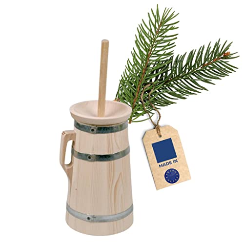 HOFMEISTER® Butterfass aus Holz, für 2 Liter Sahne, Butter selber Machen, authentische Böttcherware aus unbehandelter Fichte, zur Dekoration oder als Geschenk, 42 cm von Hofmeister Holzwaren