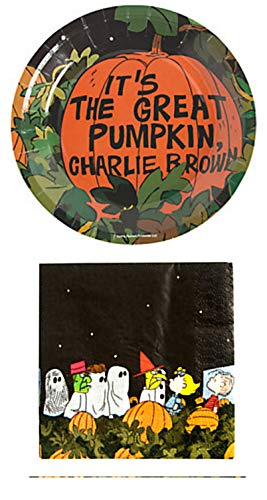 Hogdseirrs Snoopy Halloween The Great Pumpkin Partyzubehör für 16 Personen (Set 1 Dessert für 16) von Hogdseirrs