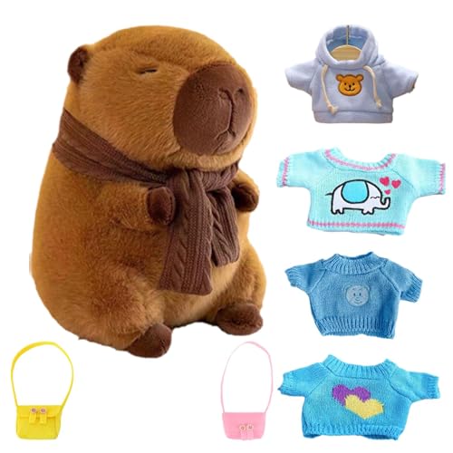 Hogvinnatil 23cm Capybara Plüschtier Capybara Kuscheltier Tier Capybara Puppen Kinder-Plüschpuppenspielzeug Mit Kleidung Und Accessoires Stofftier-Wohndekoration von Hogvinnatil