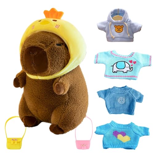 Hogvinnatil 23cm Capybara Plüschtier Capybara Kuscheltier Tier Capybara Puppen Kinder-Plüschpuppenspielzeug Mit Kleidung Und Accessoires Stofftier-Wohndekoration von Hogvinnatil