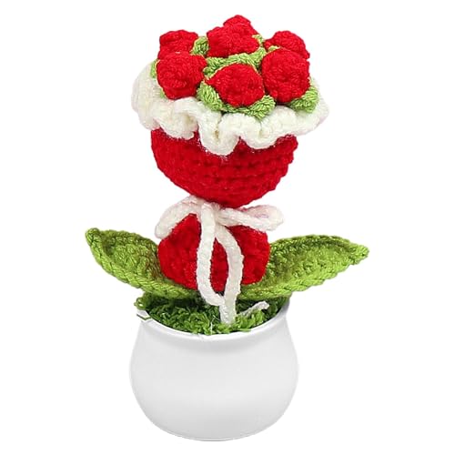 Hogvinnatil Häkelblume,Gehäkelte Blumen | Topfblumenstrauß handgefertigt,Bunte gestrickte Häkelpflanze, süßes Home-Office-Schreibtisch-Geschenk für Mama, von Hogvinnatil