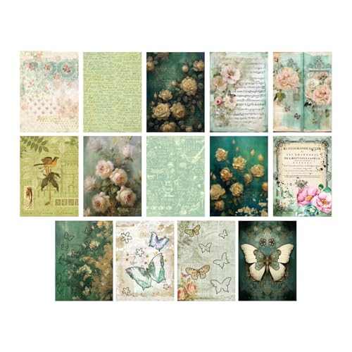 Hogvinnatil Vintage Scrapbooking-Kit, Scrapbook-Papier | -Schmetterlingspapier für Scrapbook-Tagebuch,Ästhetisches Vintage-Scrapbook-Papier für Junk-Journal-Planer-Bastelsets von Hogvinnatil