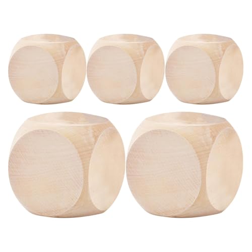 Holzwürfel Blanko | 5 Stück Leere Würfel | Blanko Würfel Aus Holz | Unbemalte Holzwürfel Für Dekorationen Und Bastelprojekte | 6-seitige Würfelwürfel Mit Runden Ecken | Leere Spielwürfel von Hogvinnatil