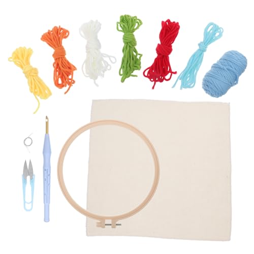 1 Satz Stickformfaden Handarbeitsset für Kinder Punch Embroidery Set für Kinder Anfänger-Starter-Stichpaket höhlen Sie Regenbogen-Häkel-Strickoberteile aus Nähset Stickwerkzeug-Set Hohopeti von Hohopeti