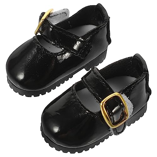 Hohopeti 1 Paar Mini Bjd Schuhe Puppe Lederschuhe Puppe dekorative Schuhe Mini-Kleiderschuhe Jungenpuppenkostüm puppenspielzeug Puppen Kleidung Puppenkleidung Schuhe Puppenlederschuhe Black von Hohopeti