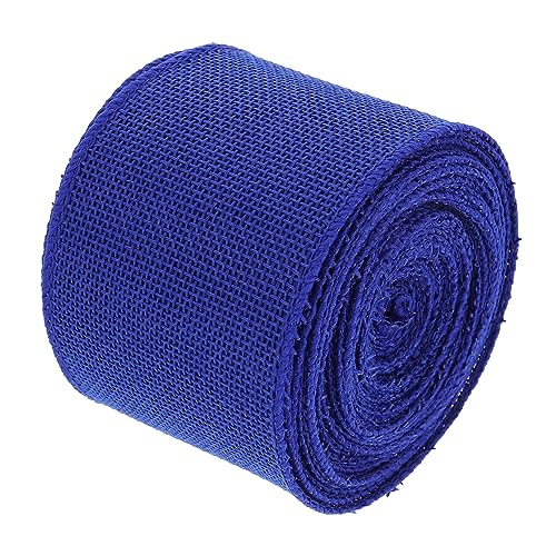 Hohopeti 1 Rolle Gurtbandimitat Aus Leinen Juteband Zierband Für Kränze Sackleinen-stoffband Rotes Wickelband Breit Dekorationen Für Hochzeitszeremonien Fußballband Polyester Blue von Hohopeti