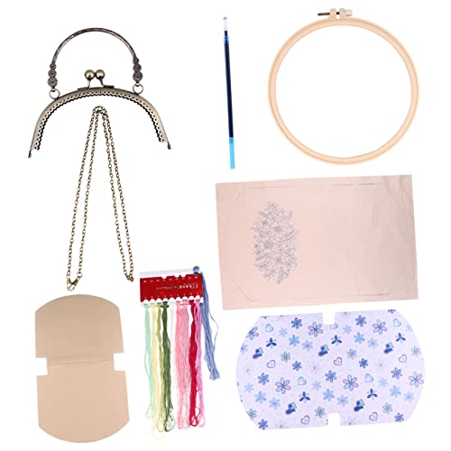 Hohopeti 1 Satz Diy-material-kit Stickset Für Anfänger Taschenmaterial Selber Machen Kreuzstichpackungen Stickset Selber Machen Handgefertigte Umhängetaschen Handstickset Beige Stoff von Hohopeti