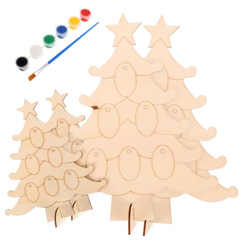 Hohopeti 1 Satz Weihnachtsbaumanhänger Aus Holz Zum Basteln Weihnachtsgeschenkanhänger Weihnachts-tags Spielzeug Weihnachtsdekorationen Leere Holzscheiben Diy Holzspäne Diy Dekor Acrylfarbe von Hohopeti