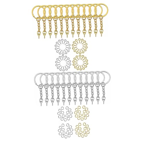Hohopeti 1 Satz Zubehör Für Schlüsselanhänger Set Mit Flachen Schlüsselanhängern Anhängerkreisringe Schlüsselanhänger Mit Biegeringen Sprungring Selber Machen Sprungringe Diy Eisen von Hohopeti