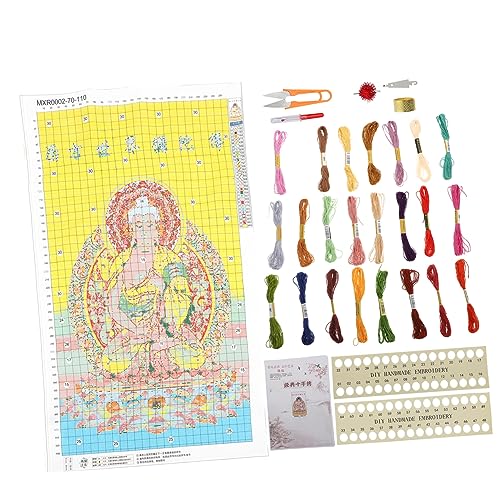 Hohopeti 1 Set Buddha Handmade Stickerei DIY Handschmiede Handwerk Stickereibedarf von Hohopeti