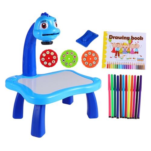 Hohopeti 1 Stk Projektions tisch Leuchtendes Spielzeug Cartoon-Reißbrett painting set for Kinderprojektor Zeichentisch für Kinder Malbrett aus Kunststoff Zeichenprojektor Plastik Blue von Hohopeti