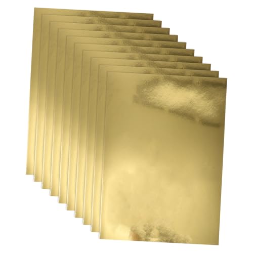 Hohopeti 10 Blätter Manueller Papierstau schimmernder Karton Folienspiegelkarton Metallisches Papierblatt Metallic-Papierbogen reflektierendes Papier holografischer Karton Golden von Hohopeti