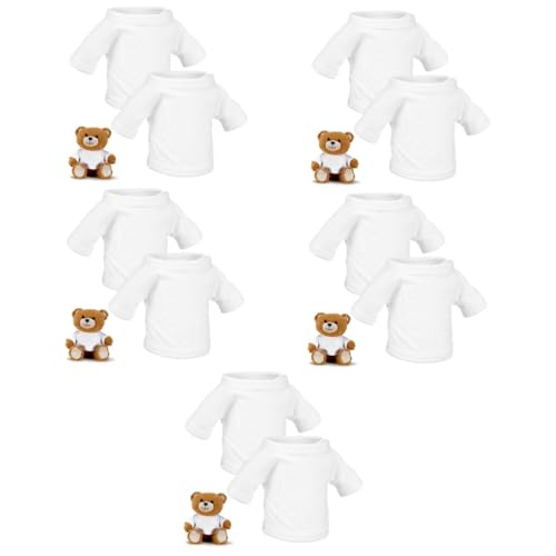 Hohopeti 10 STK Puppenkleidung Kleidung tragen Puppen-T-Shirt Kleidung für Stofftiere Kleidung für Plüschtiere Bären Kinder Puppen kinderpuppe Stofftierkleidung Puppendeko für Kinder Weiß von Hohopeti