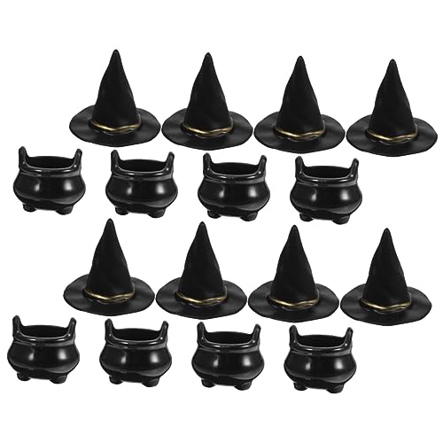 Hohopeti 10 Sets Mini-kessel-ornamente, Halloween-miniatur-halloween-hexenhüte von Hohopeti