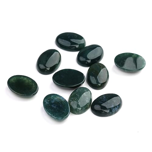 Hohopeti 10 Stk Achat-Edelstein-Patch schmucksteine gemuse gems decor Wohnakzente Dekor Halbrunde Cabochonmosaik-Fliesen basteln ovale Steincabochons Zeitsteinzubehör zum Selbermachen Green von Hohopeti