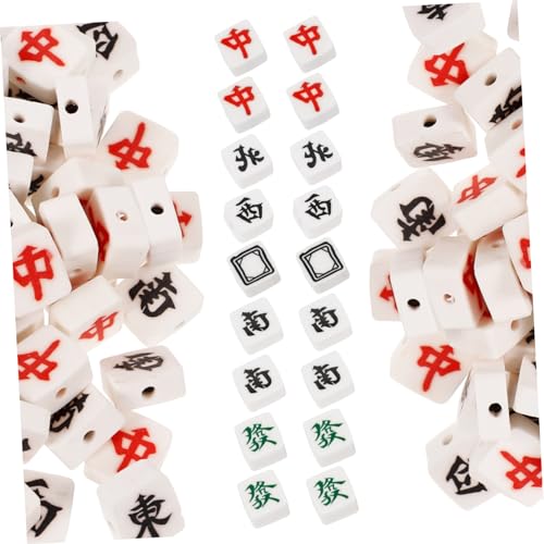 Hohopeti 100St Mahjong-Perlen Linsenperlen Bausatz Tonperlen Perlen-Kit Anhänger aus Tonperlen bastelmaterial bastel materialien Perlen für Armbänder Perlensets armband zubehör Polymer-Ton von Hohopeti