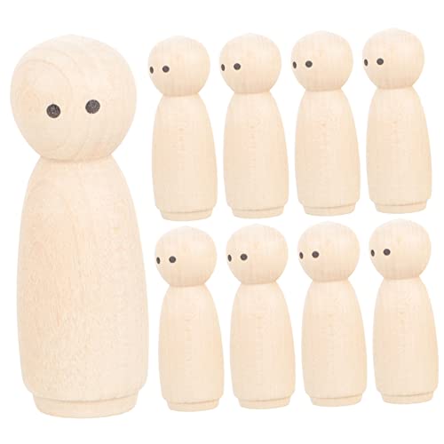 Hohopeti 10St DIY-Puppe Blanko-Peg-Puppen unvollendete Papa-Peg-Puppenfiguren leer Holzfiguren für Malerei Holzfiguren für Dekoration Kinderspielzeug Spielzeuge unfertige Holzpuppen hölzern von Hohopeti