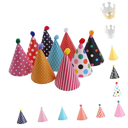 Hohopeti 11 Stück Geburtstags Kuchen Kegelhüte Mit Pompons Partyhüte Für Happy Birthday Tischdeko Bunte Hut Dekoration Für Geburtstagsfeiern Ideal Für Kindergeburtstag Und Feste von Hohopeti