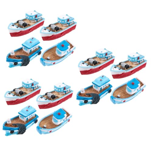 Hohopeti 12 STK Fischerbootverzierungen -kuchendekorationen Mini-bootsfiguren Spielzeug Für Den Strand Miniaturen Winziger Strand Mini-fischerboot-Modell Nautisches Ornament Harz von Hohopeti