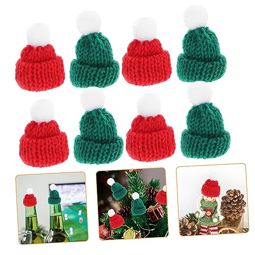 Hohopeti 12st Mini-mütze Mini-Sombrero-hüte Mini Rote Weihnachtsmützen Süßigkeiten-weihnachtsmützen Mini-elfenhüte Kompaktes Flaschendekor Kleine Weihnachtsmützen Puppenhüte Kappen Wollgarn von Hohopeti