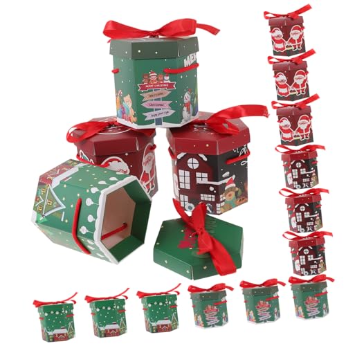 Hohopeti 16er-box Weihnachtsgeschenkhalter Weihnachtsboxen Als Süßigkeitenhalter Weihnachts-süßigkeitenschachteln Weihnachtsgeschenkboxen Gastgeschenke Partyboxen Weißer Karton von Hohopeti