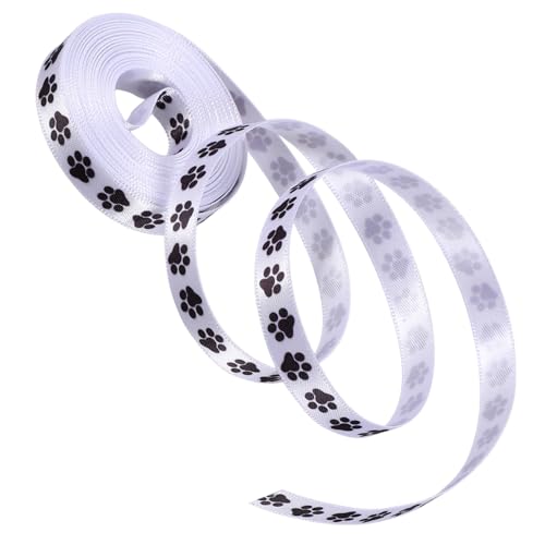 Hohopeti 2 Rollen Geschenkband Haarschleifenbänder Hundeknochenband drahtgebundene Fleckenbänder Schleifenband Pfotenabdruck kleines Geschenkverpackungsmaterial Polyester von Hohopeti