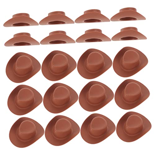 Hohopeti 20St Mini-Cowboyhut Spielzeuge Spielzeug für Haustiere Spielzeug für Kinder kinderspielzeug Kid Toys Mädchenspielzeug weißer Cowboyhut Miniatur-Puppenhüte Miniaturhut Plastik Brown von Hohopeti