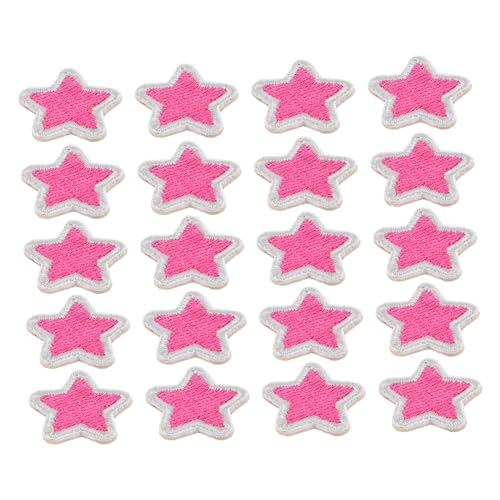 Hohopeti 20St Pentagramm-Patch gestickte Aufnäher selbstklebende Patches Stern-Nähpatch Aufkleber untertischdecke vorhangstangen Aufnäher für Jacken aus Polyester DIY-Reparatur-Patches Rosa von Hohopeti