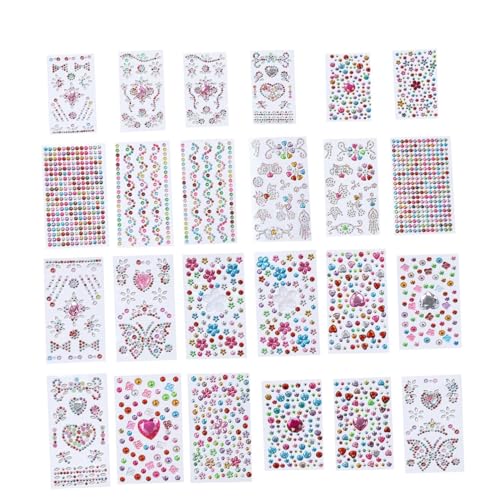 Hohopeti 24 Blätter Strass Aufkleber selber Machen Girl Kinder The Children Diamond Sticker Gesichtsschmuck Nagelkunstaufkleber Strassaufkleber Telefonperlenaufkleber DIY-Aufkleber von Hohopeti