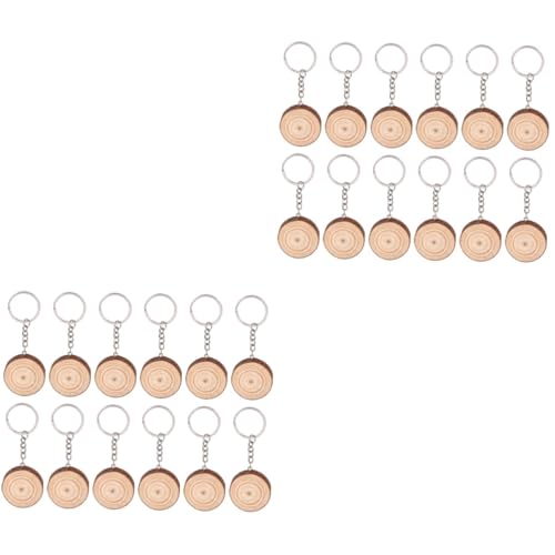 Hohopeti 24 Stk Handbemalter Schlüsselanhänger Dekorativer Schlüsselanhänger Schlüsselringe Kreativer Schlüsselanhänger Baumrinde Schlüsselanhänger Kreisetiketten Schlüsselbund-tags Hölzern von Hohopeti