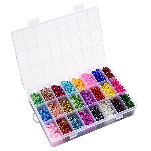 Hohopeti 24er Box Bunte Glasperlen 8mm Crackle Glasperlen Für DIY Armbänder Und Bastelprojekte Lose Perlen Zum Schmuckherstellen Handwerkszubehör Für Kreative Ideen von Hohopeti