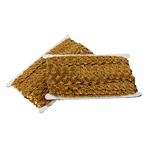 Hohopeti 2St Perlen mit Paillettenstreifen goldene Kleidung handgefertigte handwerksversorgung Golddekor Goldrand paillettenband hochzeitsdeko DIY Unterwäsche Spitze Kleiderspitze Polyester von Hohopeti