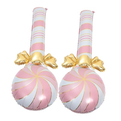 Hohopeti 2St Zuckerstangenballons runder Lutscherballon Candyland-Partyzubehör party dekoration weihnachtsdekoration aufblasbare weihnachtsballons exquisites Ballondekor Aluminiumfolie Rosa von Hohopeti