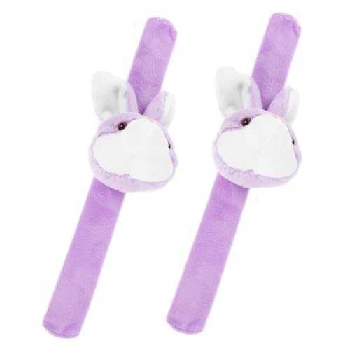 Hohopeti 2st Kaninchenarmband Kinderspielzeug Tiere Zum Plüschtier Handkette Spielzeuge Hasenspielzeug Tier-slap- Cartoon-slap-armbänder Slap-bands Mit Tiermotiven Violett Flanell von Hohopeti