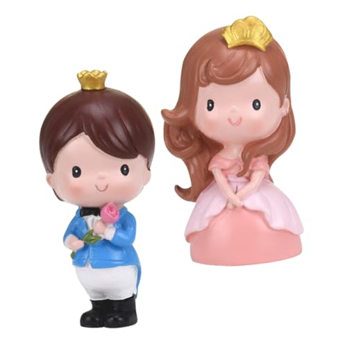 Hohopeti 2st Prinzessin Prinz Ornament Kuchenverzierung Prinz Figur Paar-statue Cupcake-kapazitäten Braut-bräutigam-figur Tortenaufsätze Für Die Brautparty Braut Bräutigam Miniatur Harz von Hohopeti