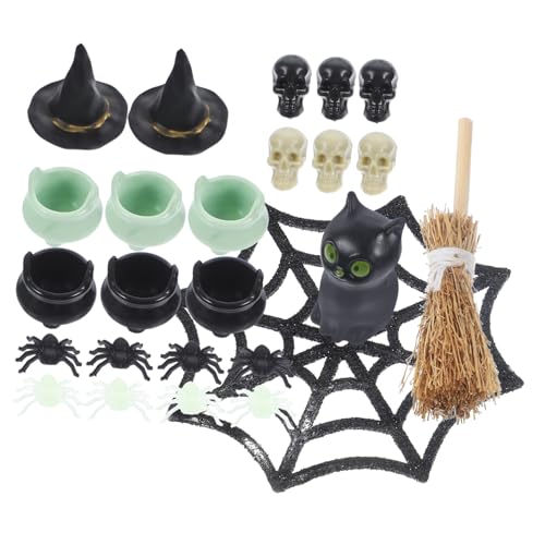 Hohopeti 3 Sätze Halloween-Wohndekoration Kesselspielzeug Miniatur-Geisterpräsenzen Miniatur-Hexenhüte halloween figuren halloween-figuren Halloween-Miniatur Halloween-Ornamente Plastik von Hohopeti